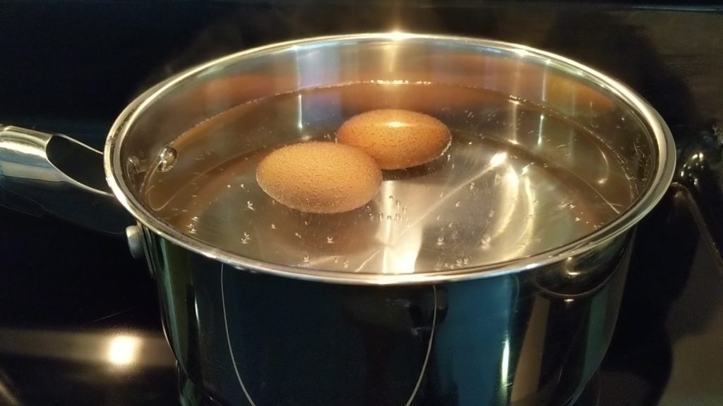 Bring eggs to boil