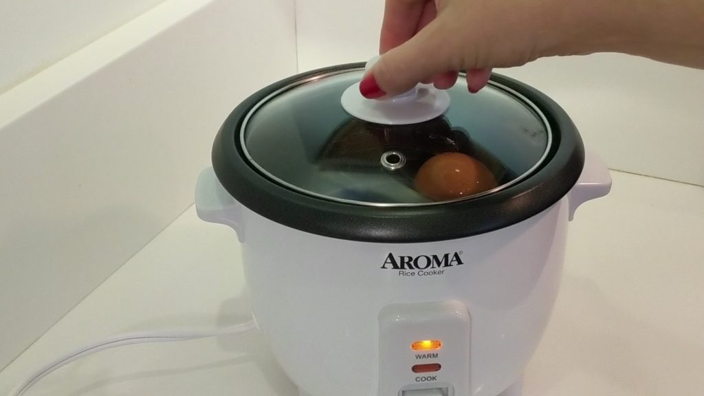 Aroma Rice Cooker 2 - 6 Cup Hard Boil Egg place lid