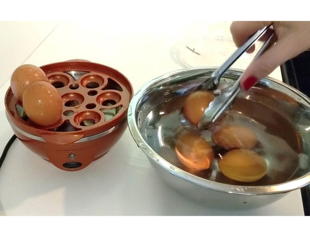 Place eggs in ice bath Perfect Egg Maker